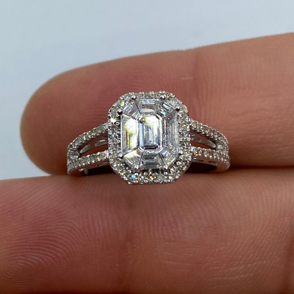 14K Gold Rectangle Diamond Baguette Engagement Ring - additional product view 2