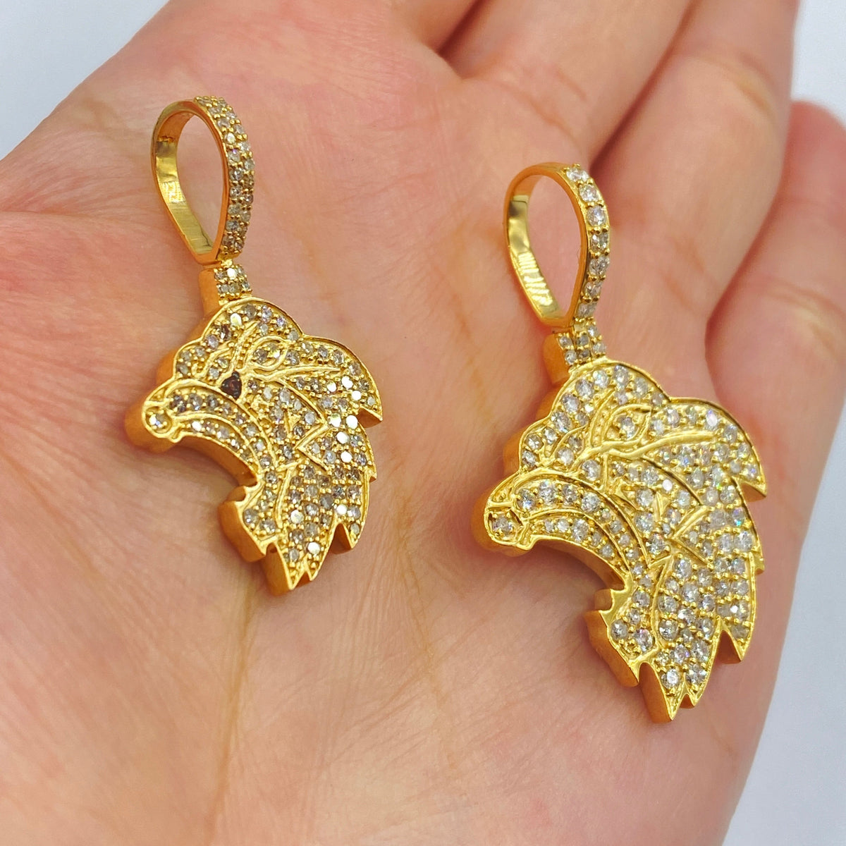 14K Gold Iced Roaring Lion Diamond Pendant - additional product view 5