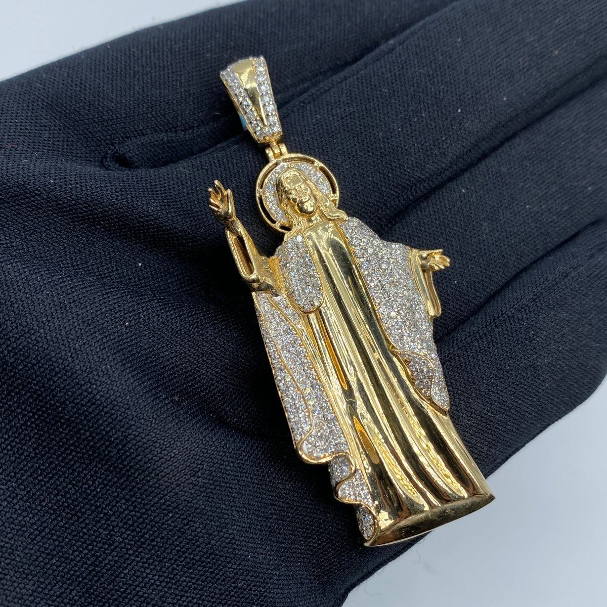 14K Gold Jesus Diamond Pendant - additional product view 3