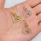 10K Gold Key & Lock Heart Diamond Pendant - additional product view 2