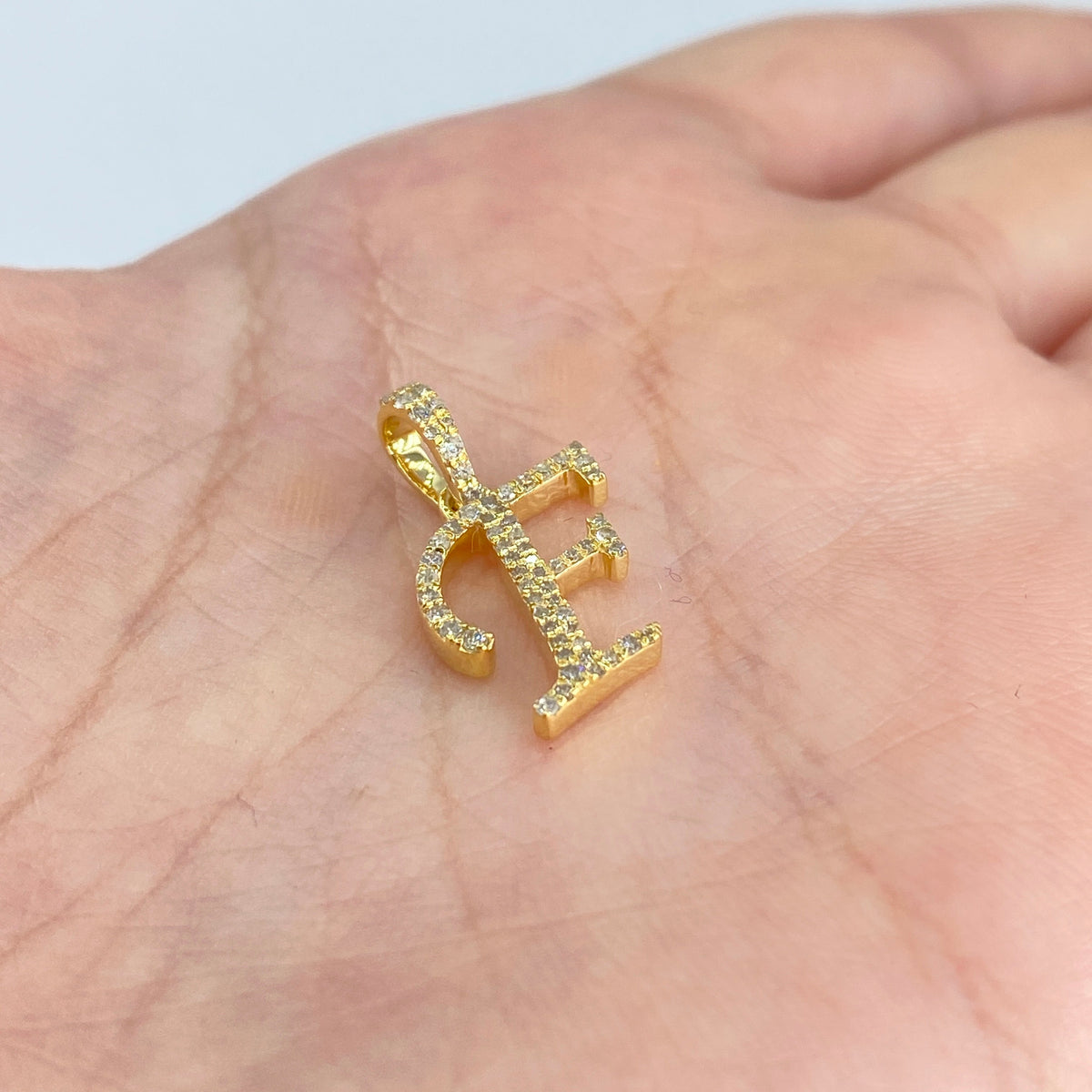 10K Gold Cursive F Initial Diamond Pendant - additional product view 2