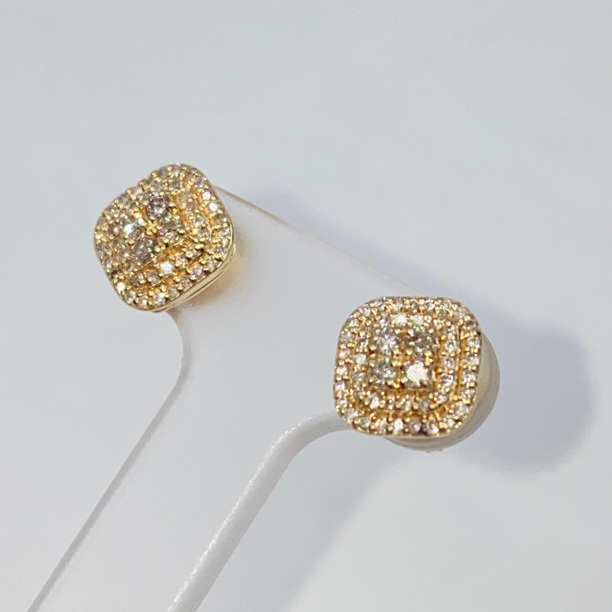 14K Gold 8.2mm Rounded Square Diamond Earrings - additional product view 6