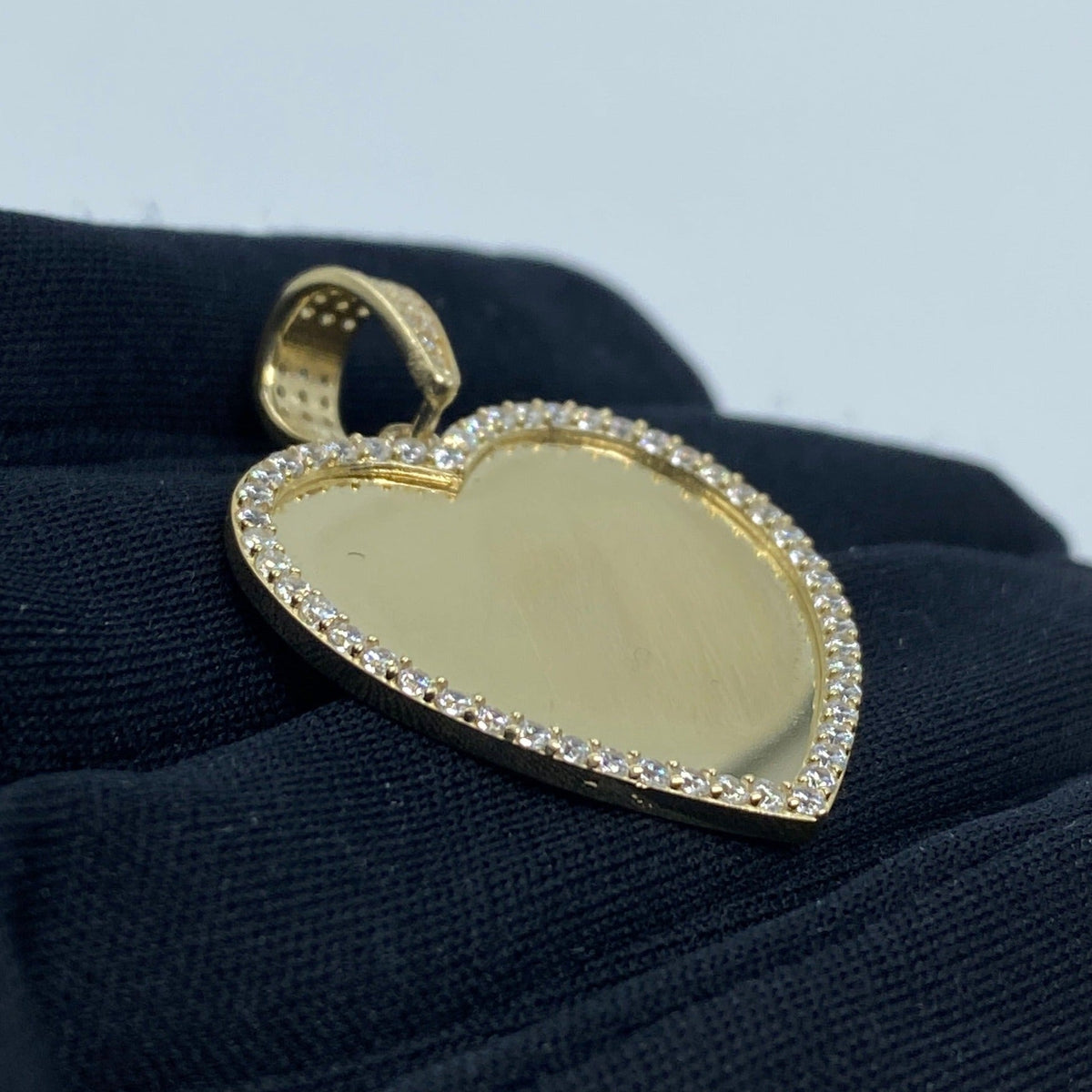 10K Gold Heart Picture Photo CZ Pendant - additional product view 3