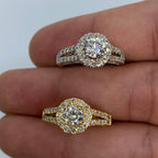 14K Gold Large Circle Stone Diamond Engagement Ring - additional product view 2