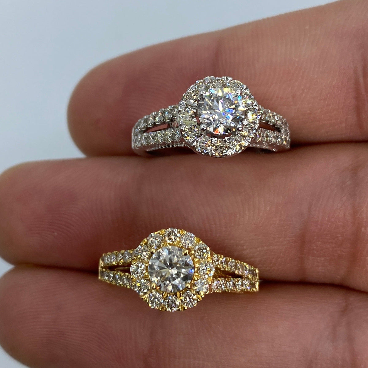 14K Gold Large Circle Stone Diamond Engagement Ring - additional product view 2