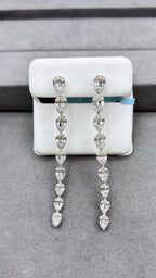 14K Gold Bridal Large Graduated Baguette Tear Drop Diamond Earrings - additional product view 3
