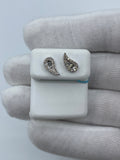 14K Gold Large Tear Shape Diamond Baguette Earrings in white gold - close-up product photo