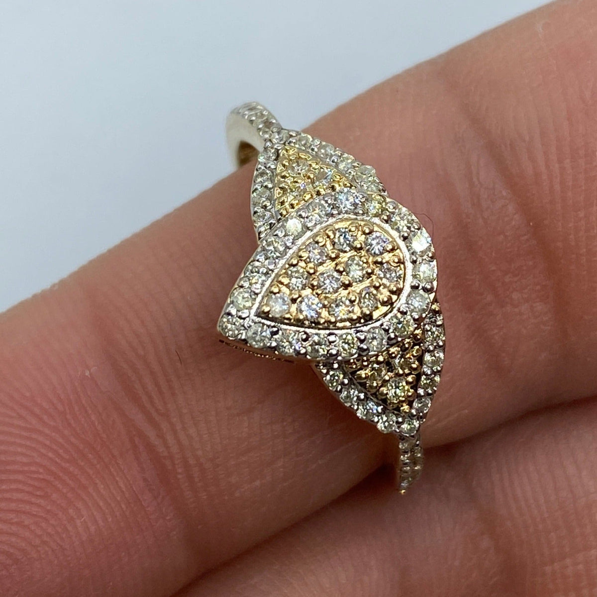 14K Gold Tri-Stone Pear Shape Diamond Engagement Ring - additional product view 4