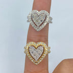 14K Gold Heart Halo Diamond Baguette Ring - additional product view 2