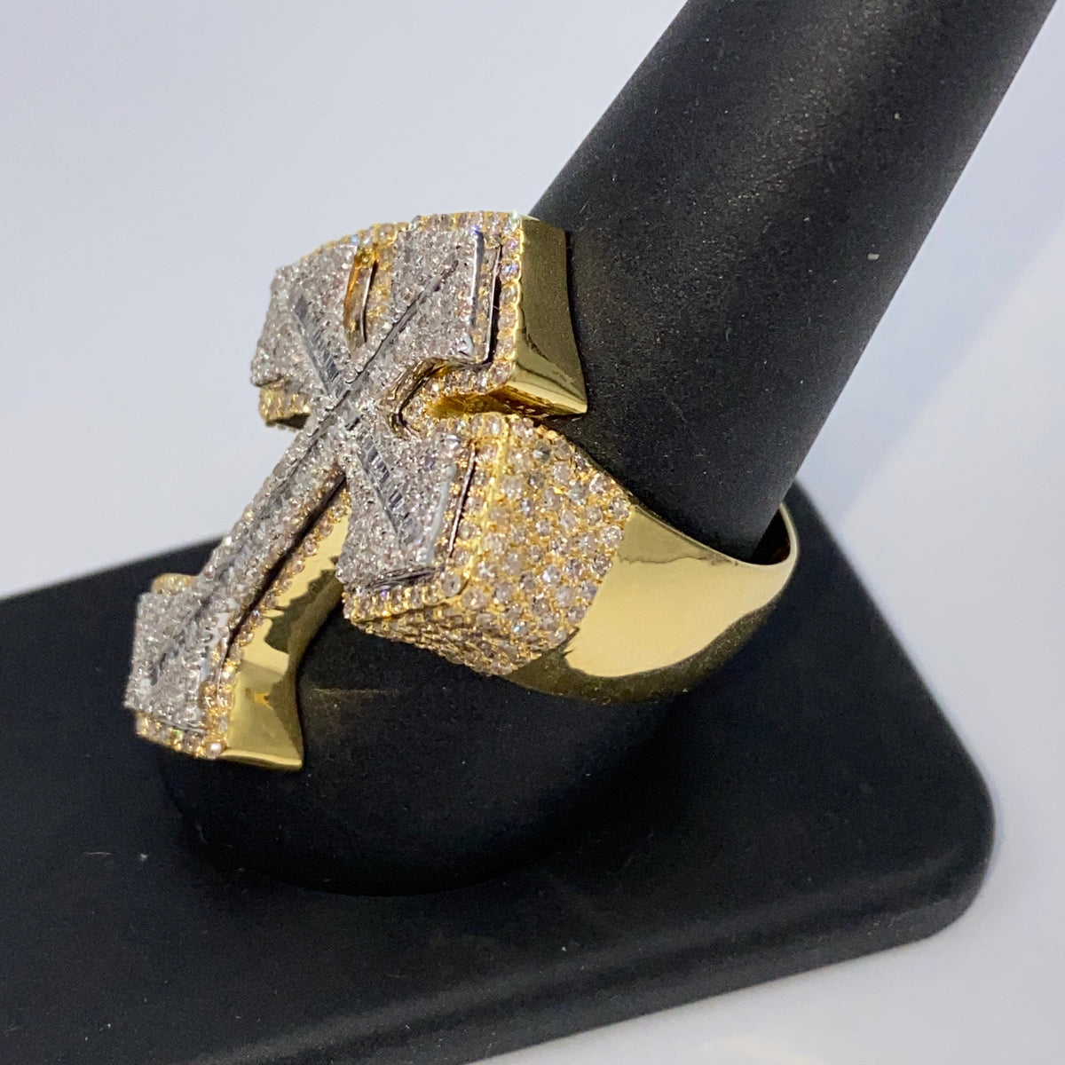 10K Gold Bold Cross Diamond Ring - additional product view 8