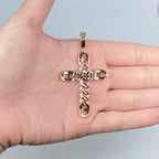 14K Gold Cuban Link Cross Diamond Pendant - additional product view 7