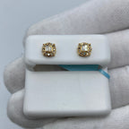14K Gold Diana Circle Diamond Baguette Earrings in yellow gold - close-up product photo