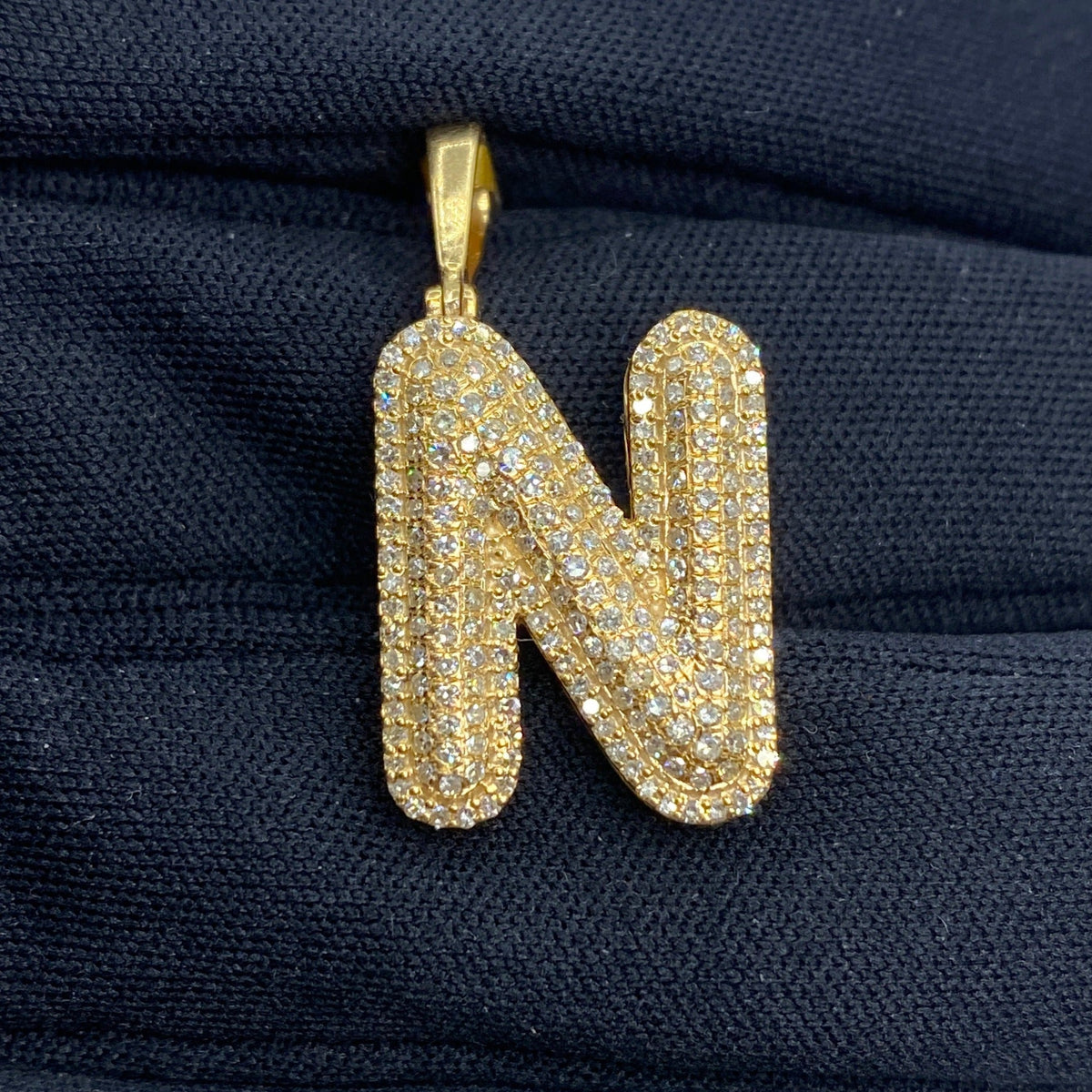 Initial N Bubble Diamond Pendant - additional product view 2