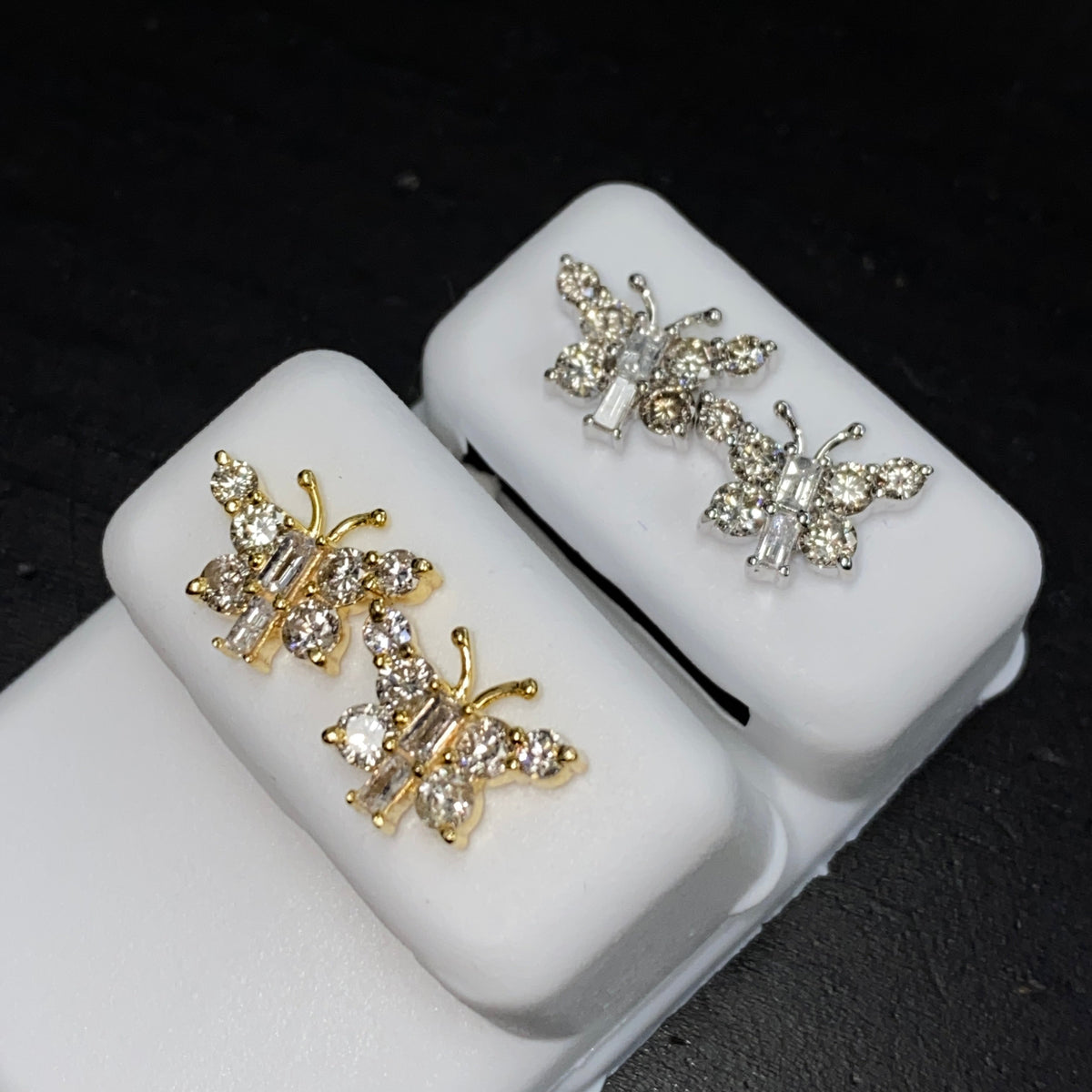14K Gold Butterfly Diamond Baguette Earrings - additional product view 6