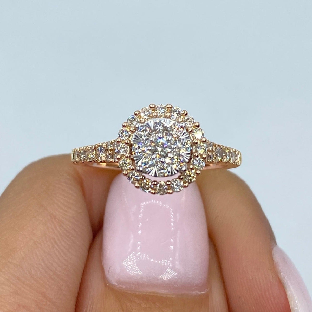 14K Gold Circle Halo Diamond Ring - additional product view 5