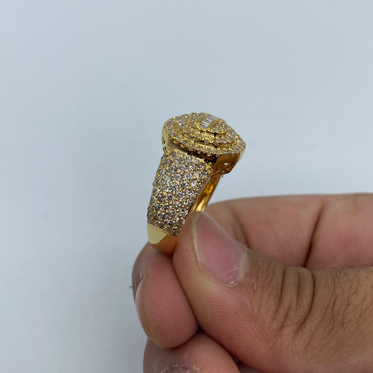 14K Gold Polygon Diamond Baguette Ring - additional product view 5