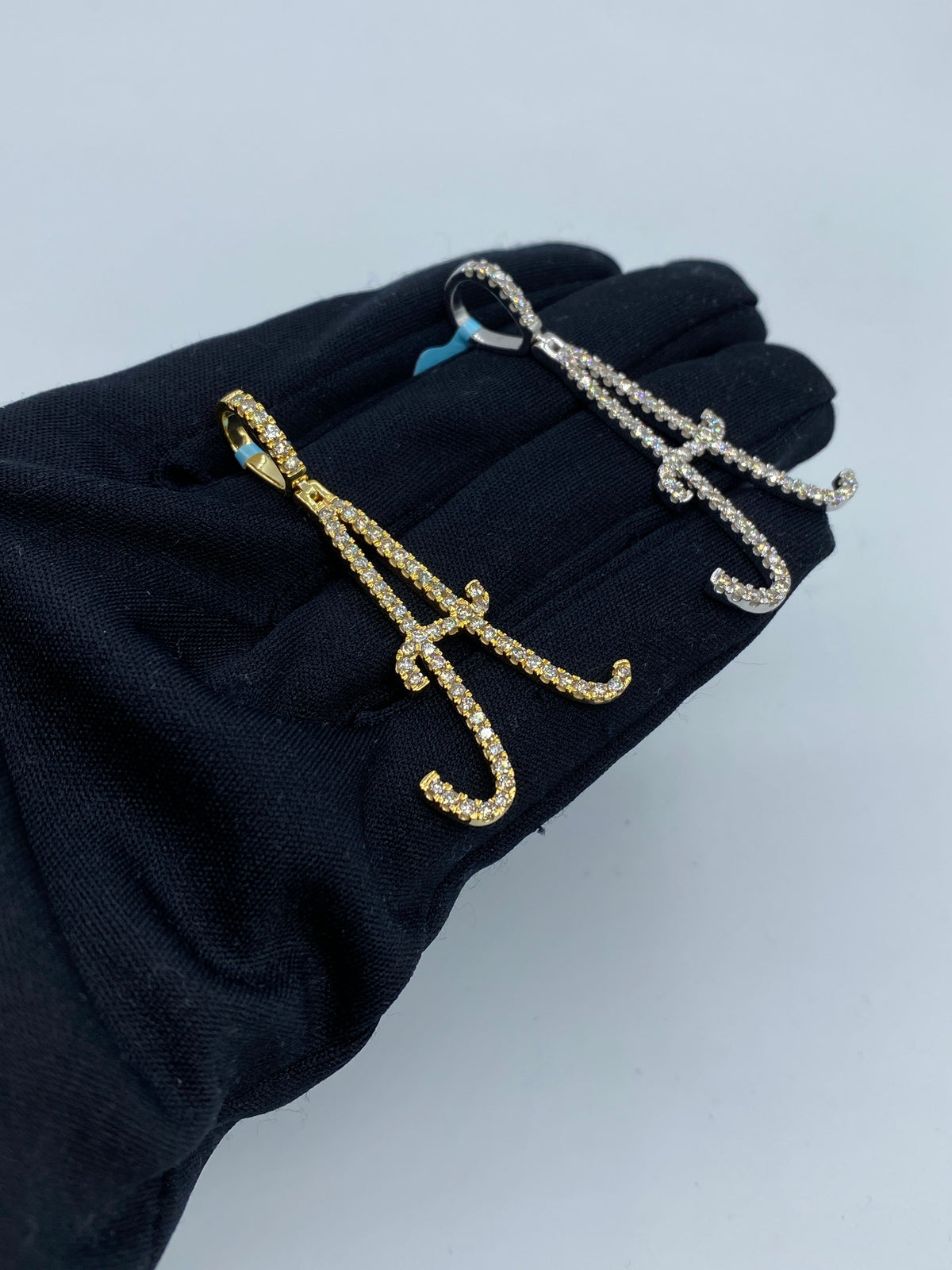 14K Gold Initial A Large Script Diamond Pendant - additional product view 5