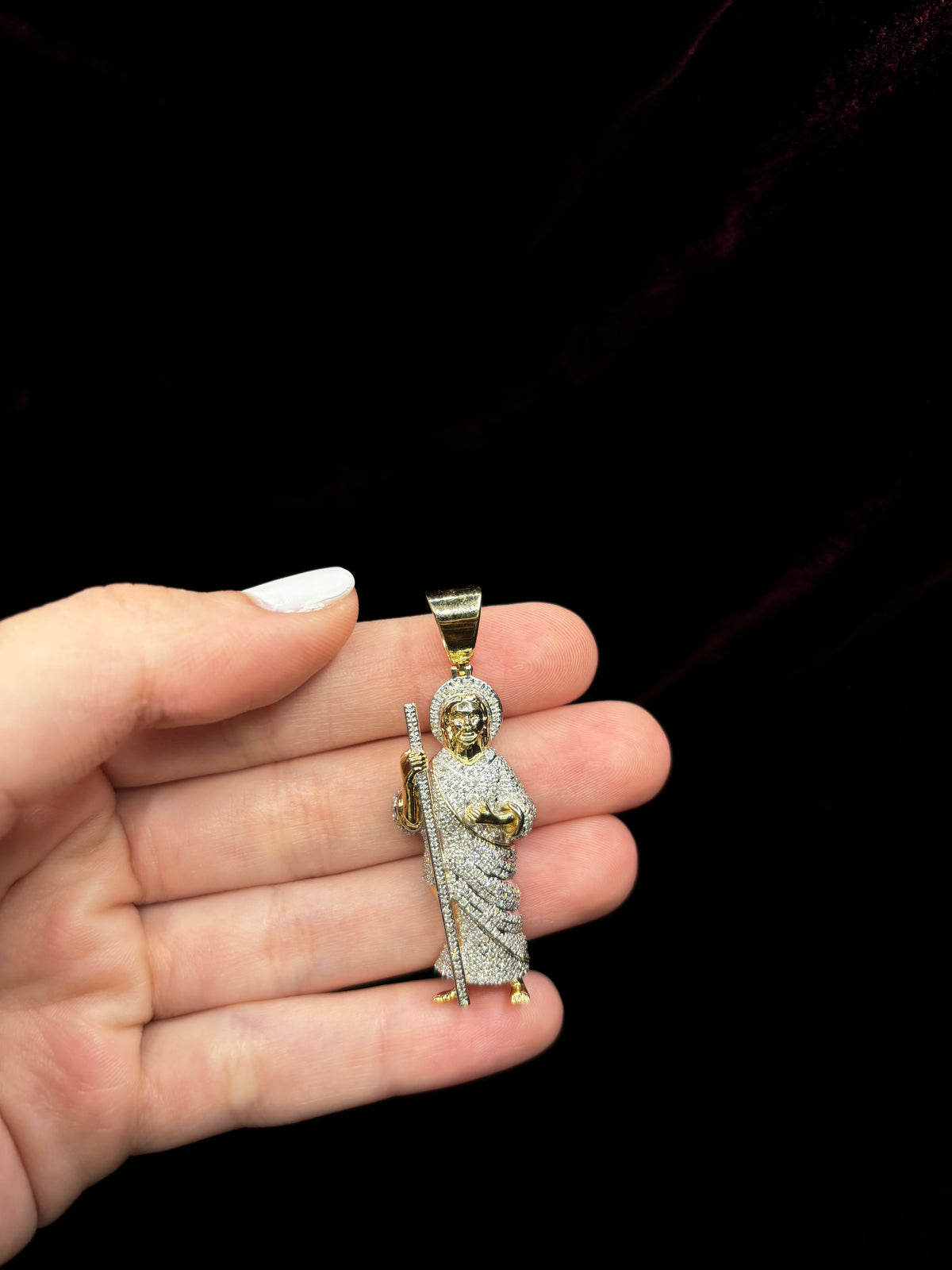 10K Gold Saint Jude Diamond Pendant in yellow gold - close-up product photo