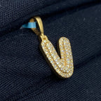 14K Gold Initial V Bubble Diamond Pendant - additional product view 3