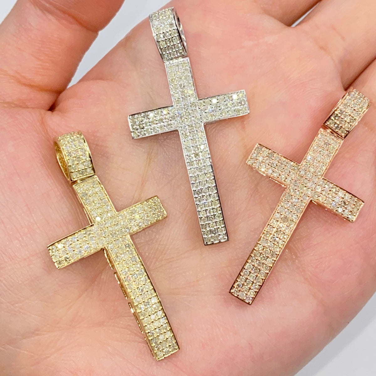 10K Gold Modern Cross Diamond Pendant - additional product view 2