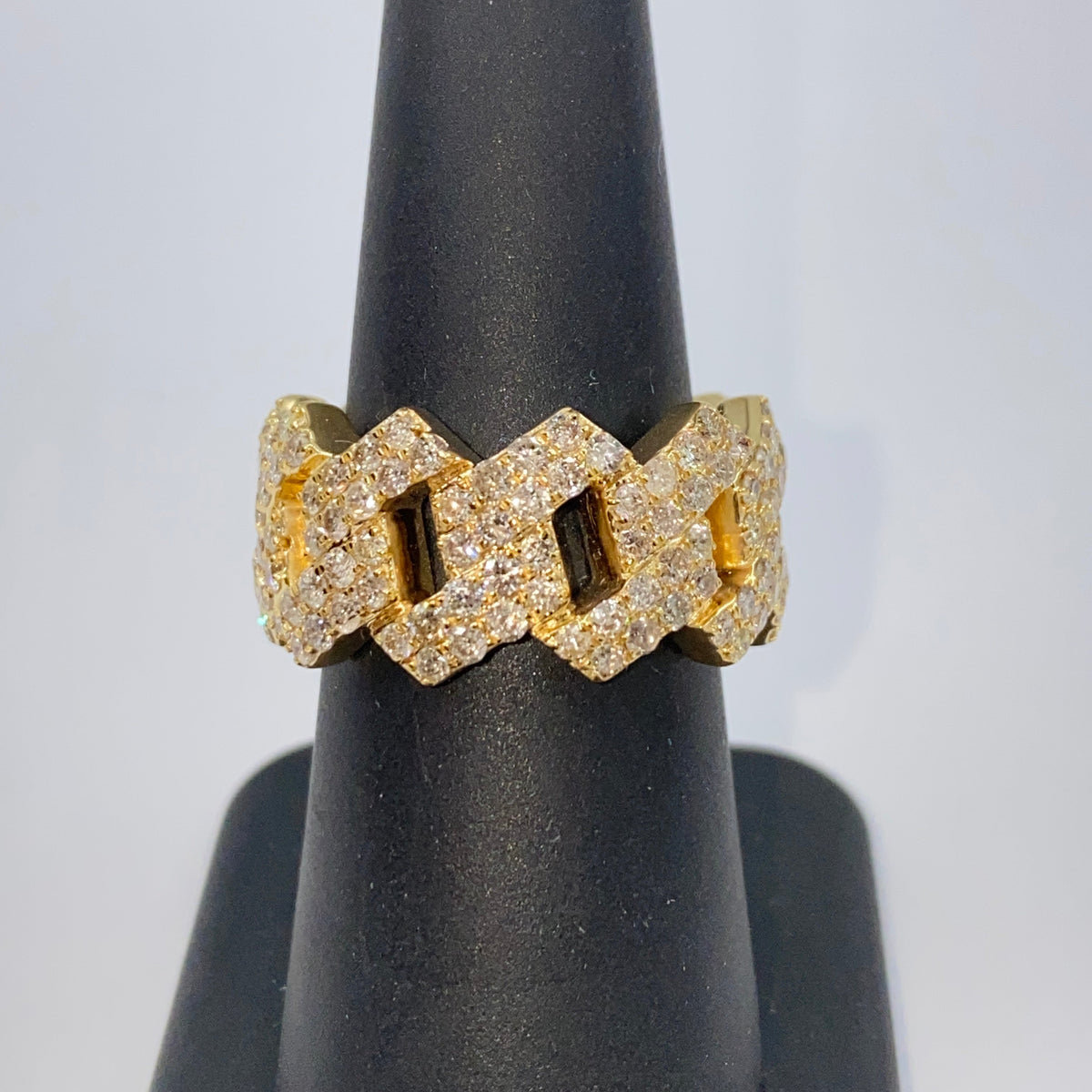 14K Gold 13mm Cuban Link Diamond Ring - additional product view 6