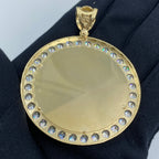 14K Gold Circle Picture Photo CZ Pendant - additional product view 4