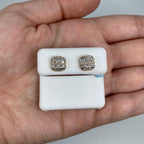 14K Gold Square Stacked Diamond Baguette Earrings in yellow gold - close-up product photo