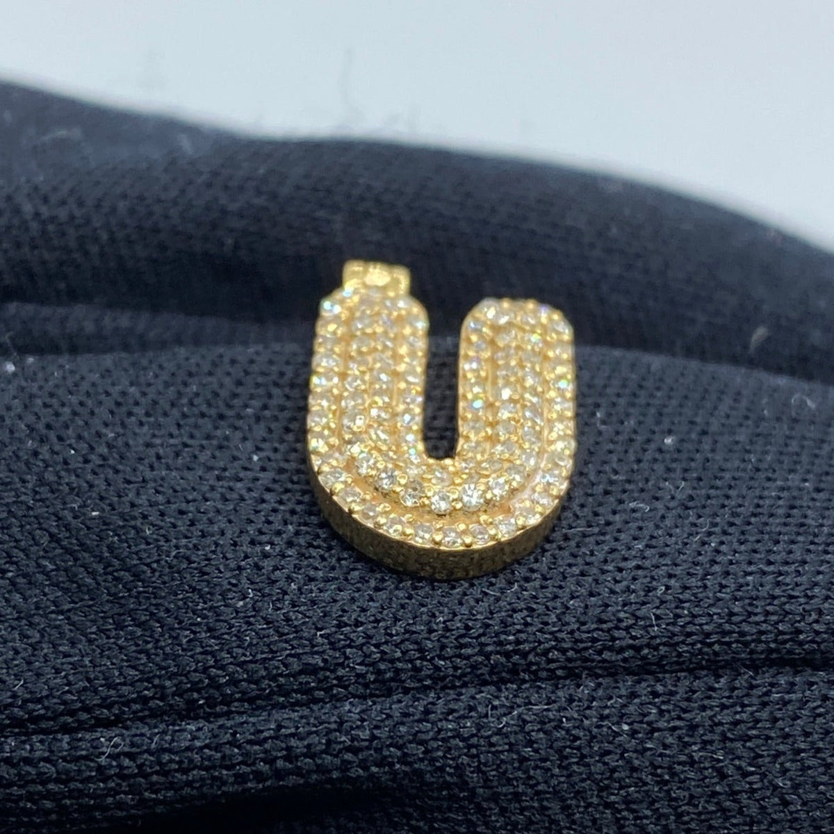 14K Gold Initial U Bubble Diamond Pendant - additional product view 4