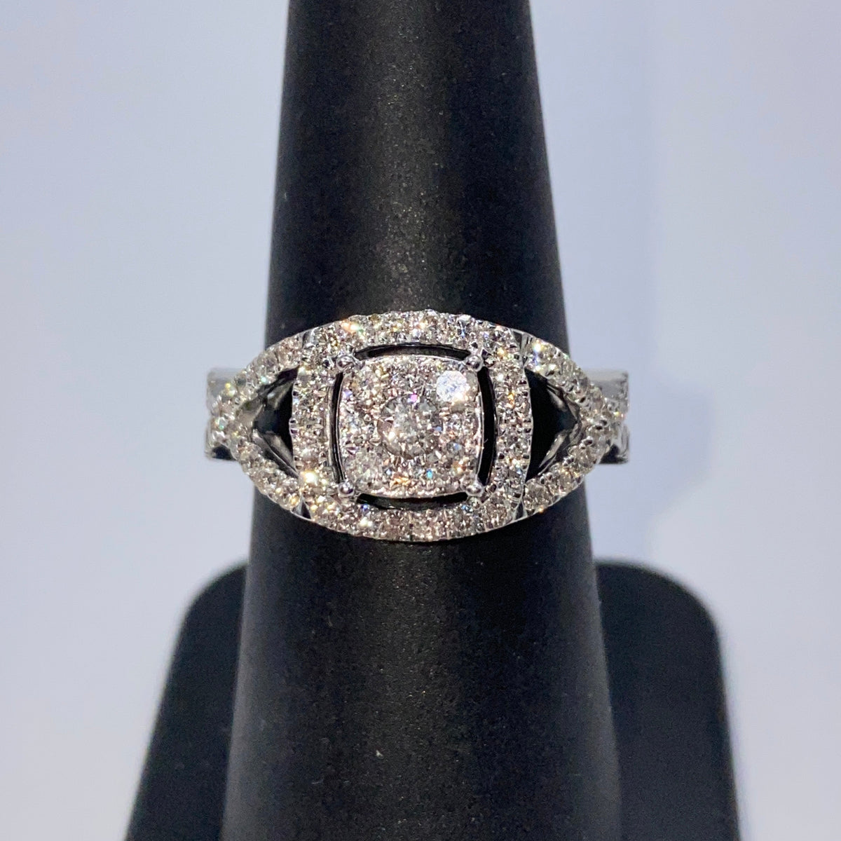 14K Gold Square Halo Twist Diamond Engagement Ring - additional product view 4