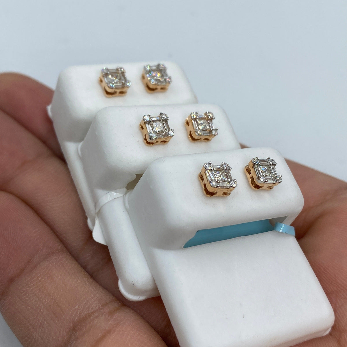 14K Gold Diamond Baguette Stud Earrings - additional product view 6