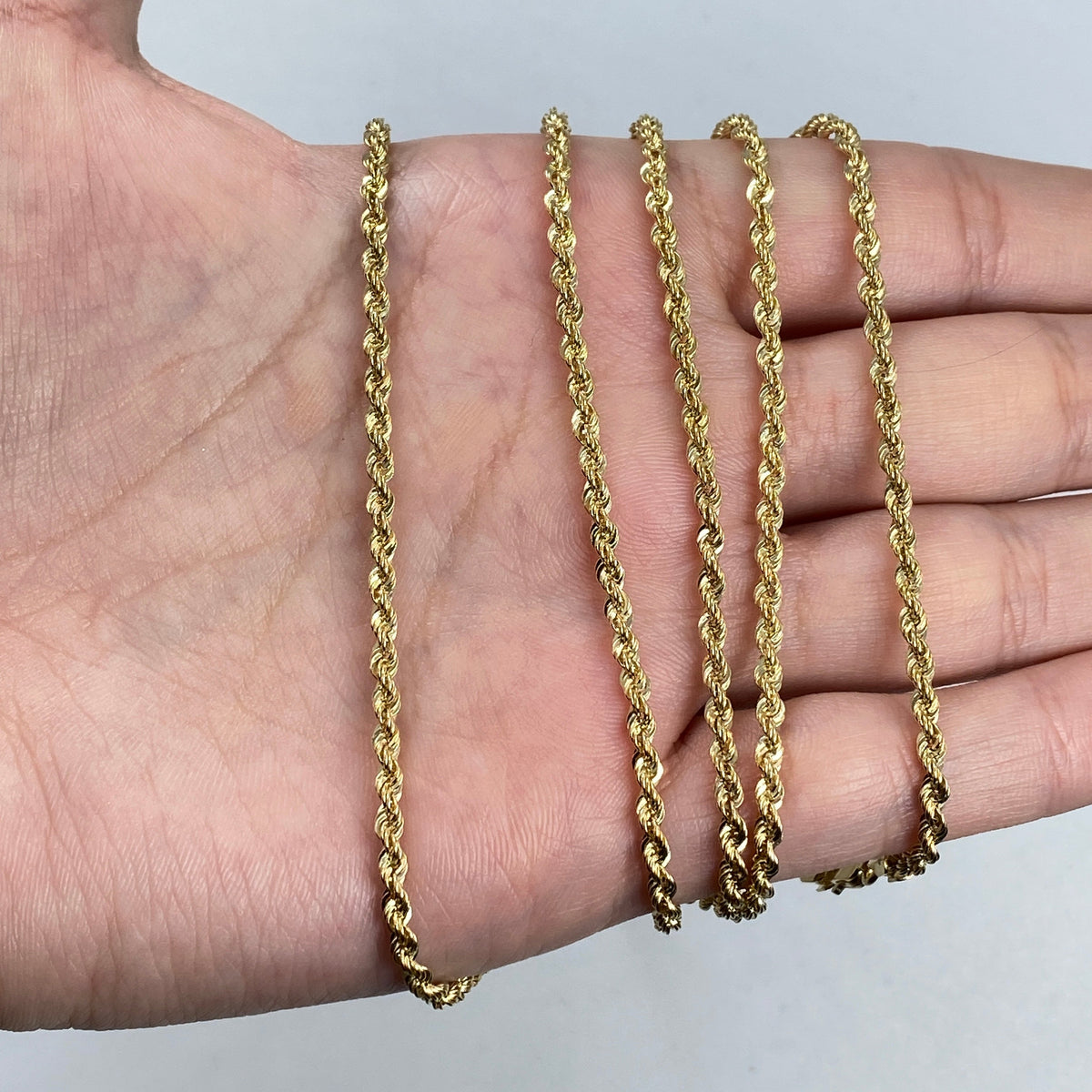 10K Gold 2mm Rope Chain Necklace 18 in - additional product view 3