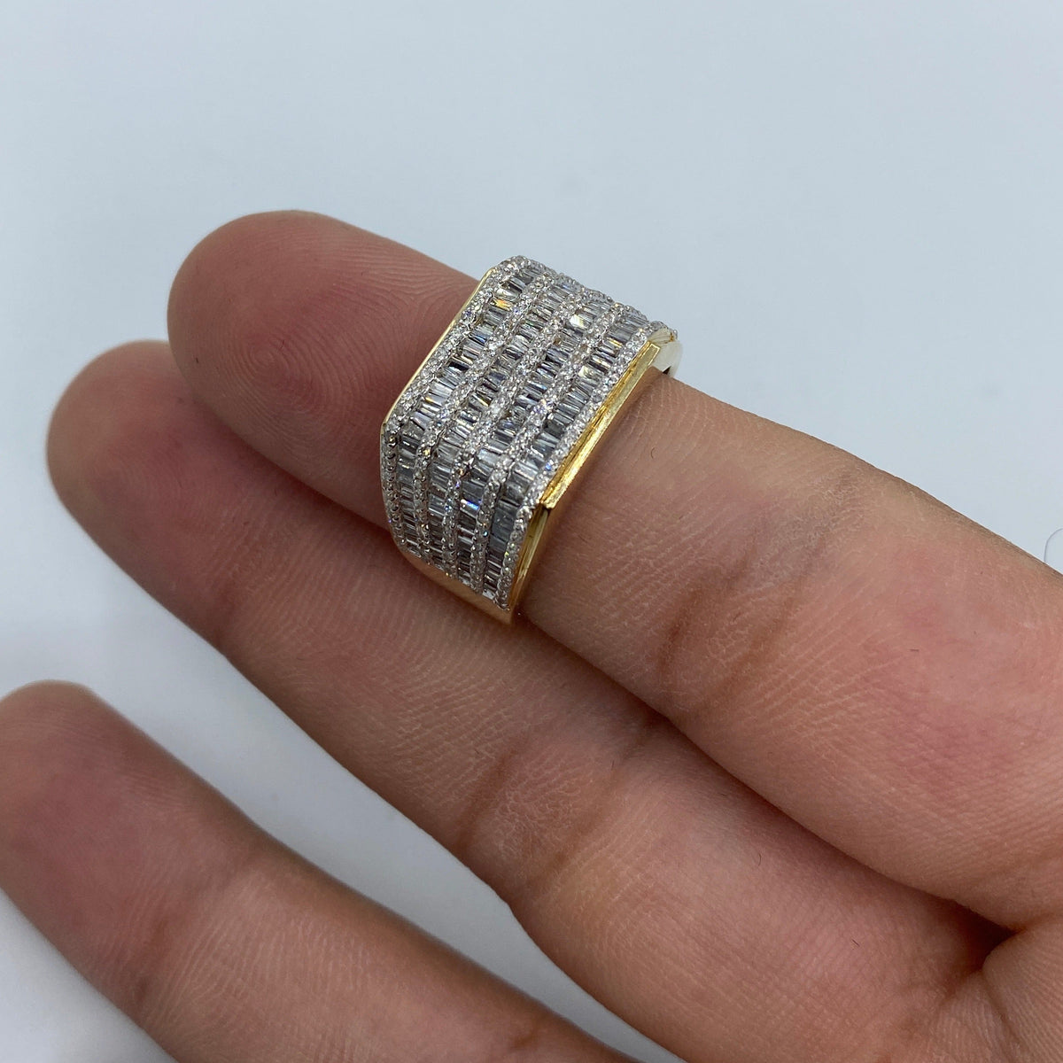 14K Gold Rectangle Quad-Row Diamond Baguette Ring - additional product view 7
