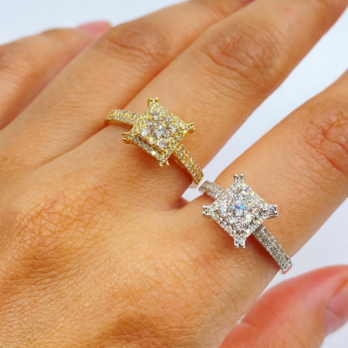 14K Gold Tina Square Halo Diamond Ring - main product photo