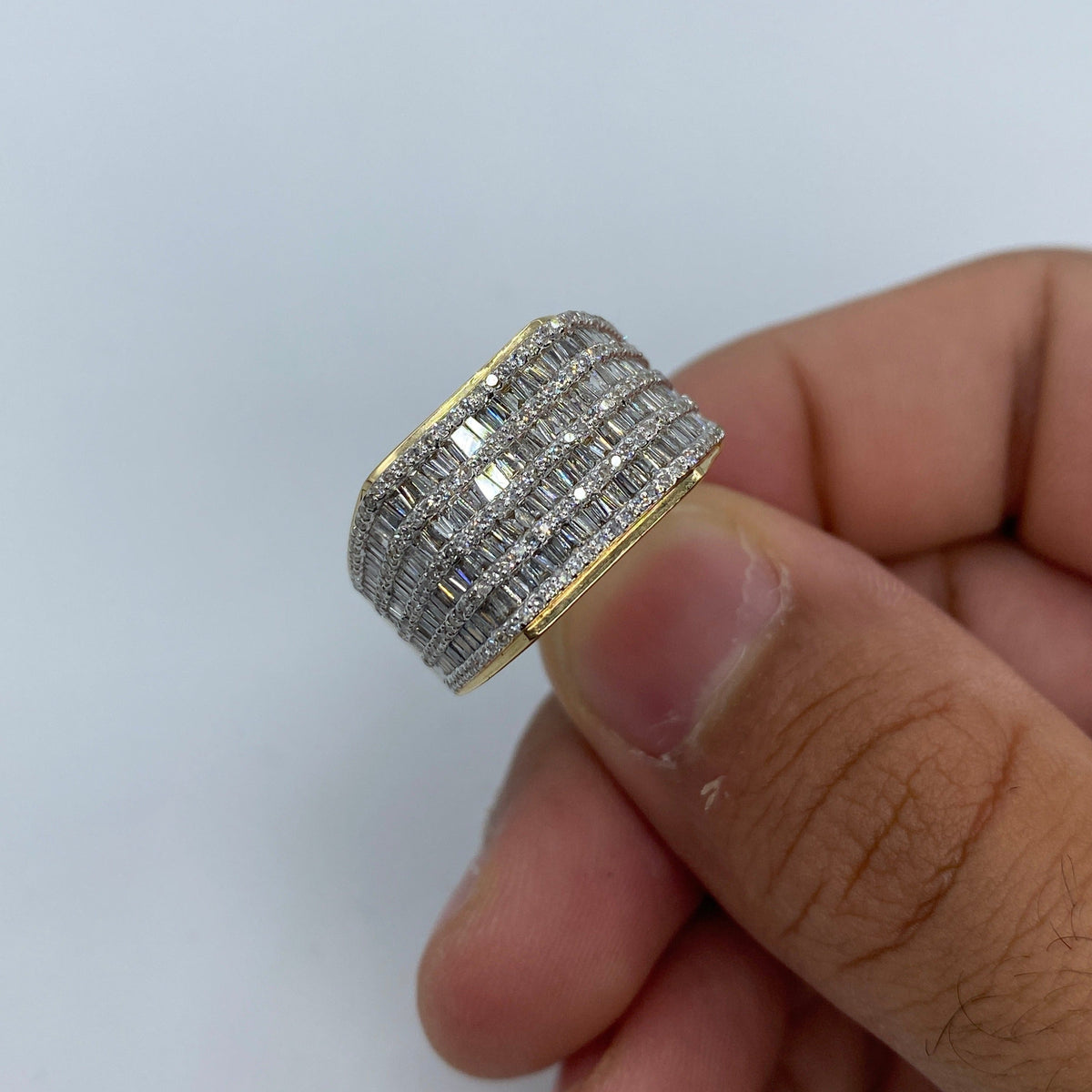 14K Gold Rectangle Quad-Row Diamond Baguette Ring - additional product view 2