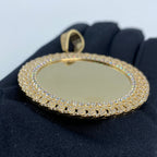 14K Gold Cuban Circle Picture Photo CZ Pendant - additional product view 3