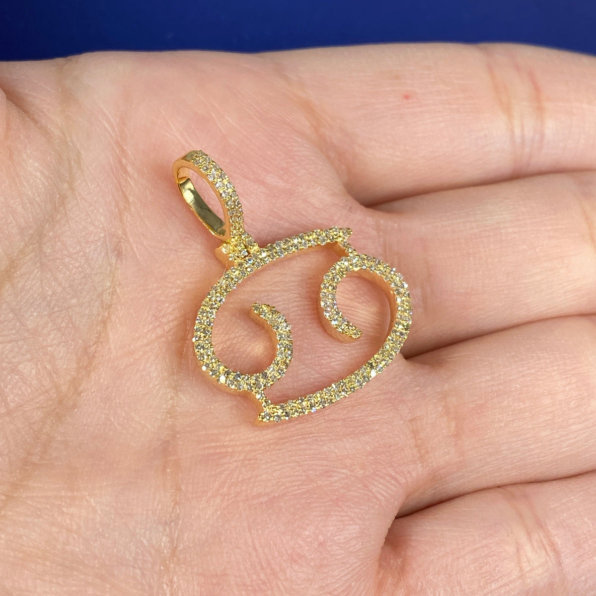10K Gold Cancer Sign Diamond Pendant - additional product view 4