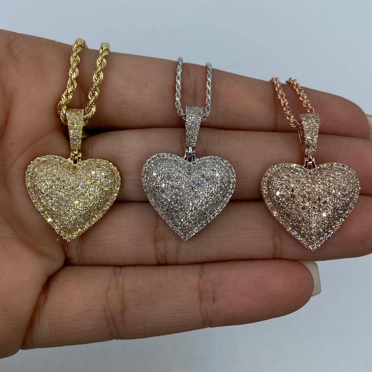 10K Gold Halo Heart 3D Diamond Pendant - additional product view 3