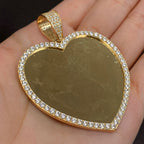 10K Gold Heart Halo Diamond Photo CZ Pendant - additional product view 2