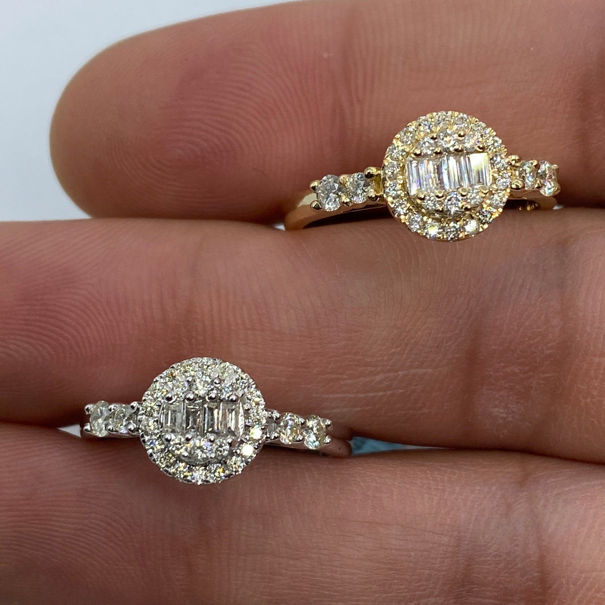 14K Gold Circle Diamond Baguette Engagement Ring - additional product view 6