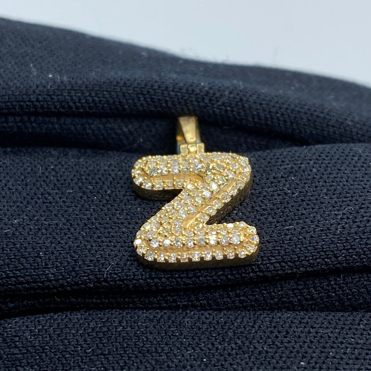 14K Gold Initial Z Bubble Diamond Pendant - additional product view 4