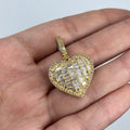 14K Gold Heart Baguette Diamond Pendant in yellow gold - close-up product photo