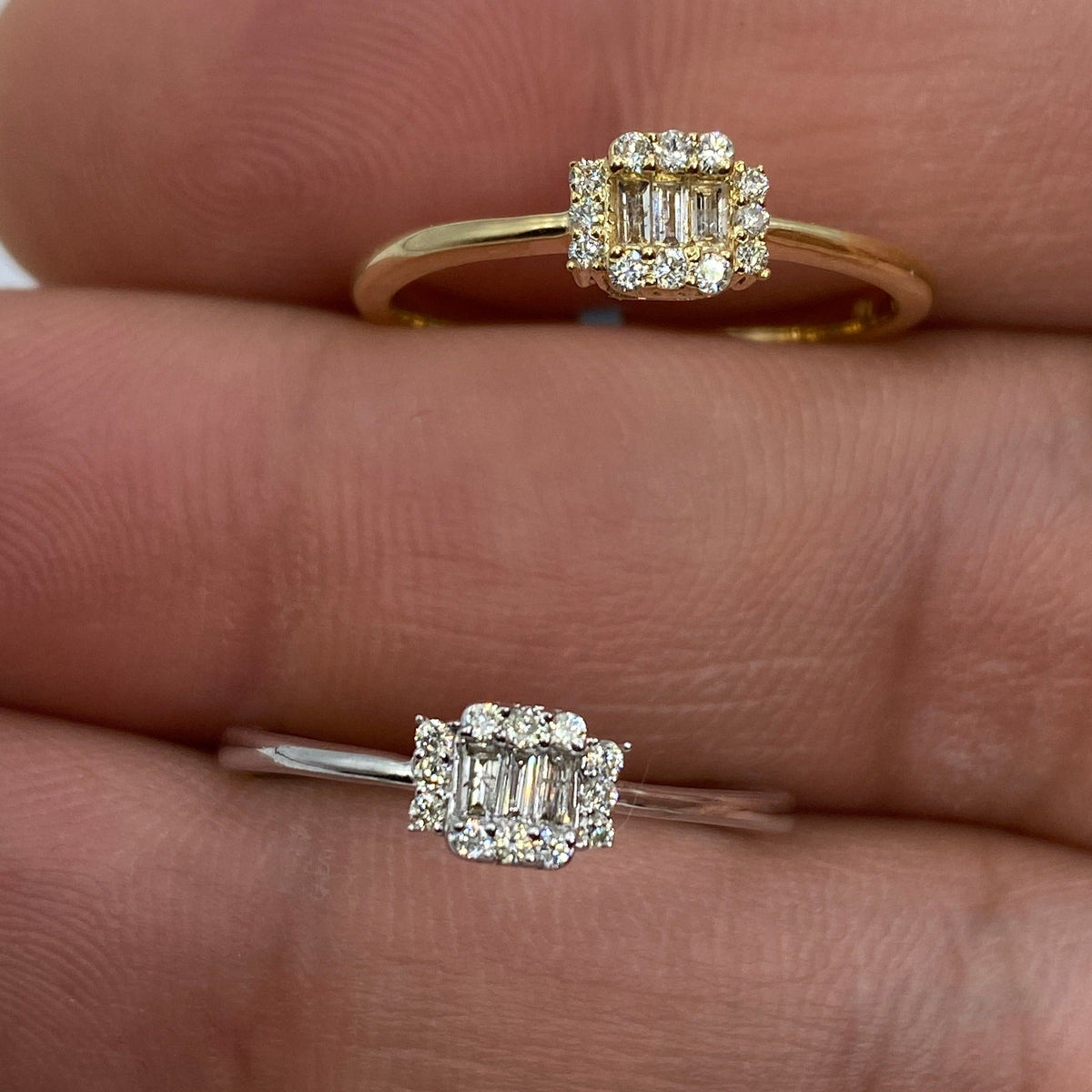 14K Gold Minimal Diamond Baguette Engagement Ring - additional product view 5