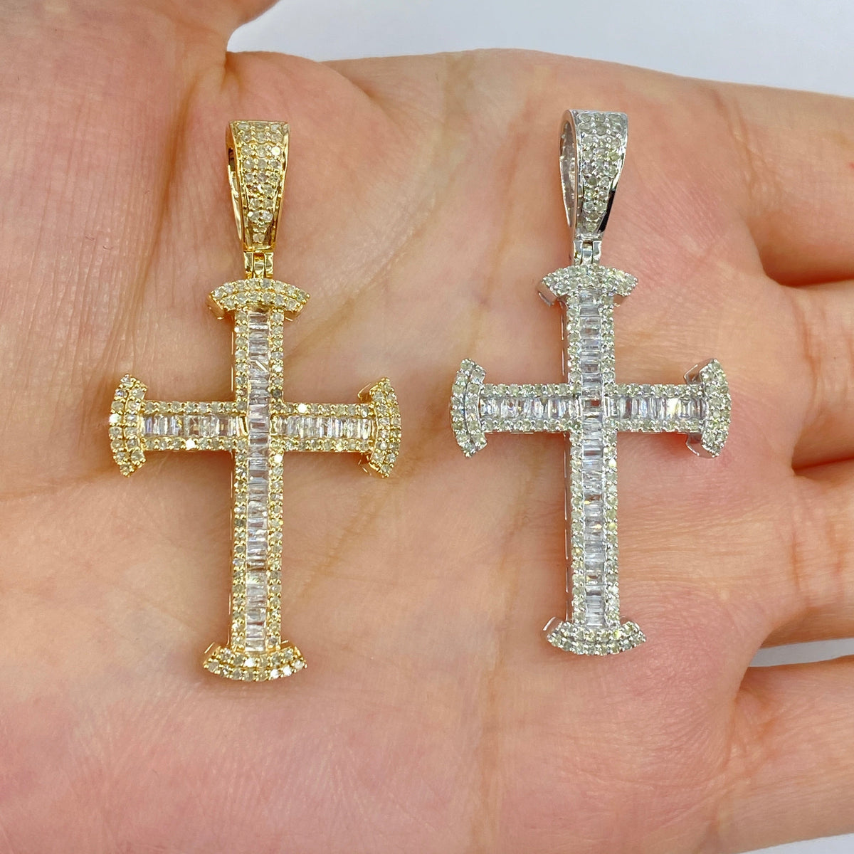 14K Gold Miracle Cross Diamond Baguette Pendant - additional product view 3