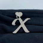 14K Gold Initial X Script Heart Diamond Pendant - additional product view 4