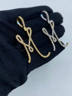 14K Gold Initial M Large Script Diamond Pendant - additional product view 5