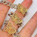 14K Gold Good Days Butterfly Cuban Link Diamond Chain 18 in - additional product view 3