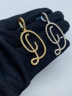14K Gold Initial D Large Script Diamond Pendant - additional product view 5
