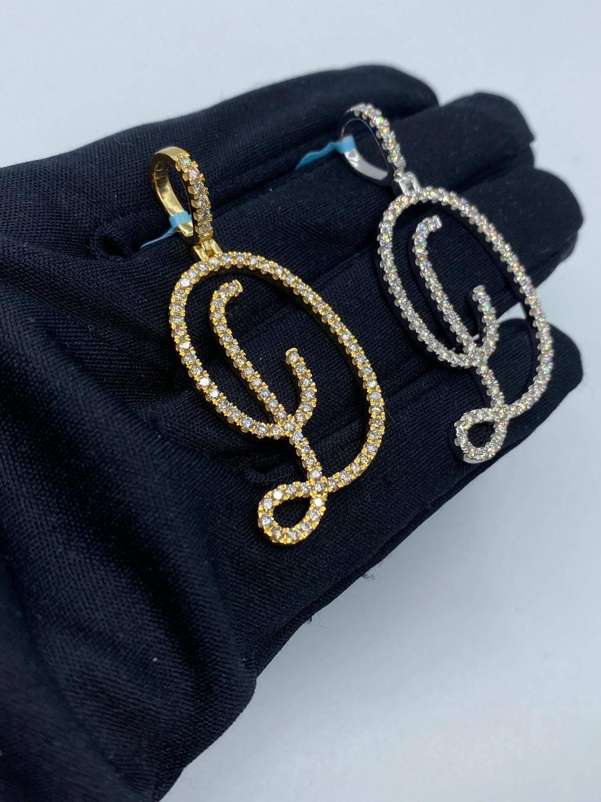 14K Gold Initial D Large Script Diamond Pendant - additional product view 5