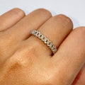 10K Gold 4mm Cuban Link Diamond Ring in white gold - close-up product photo