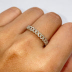 10K Gold 4mm Cuban Link Diamond Ring in white gold - close-up product photo